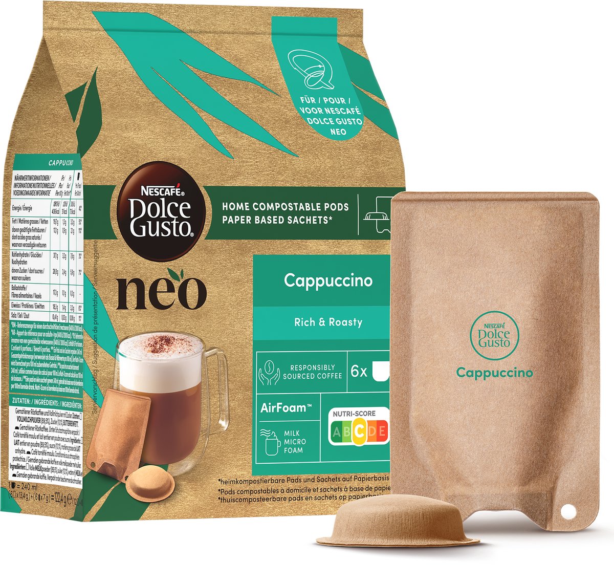 Dolce Gusto NEO 6 capsules & 6 zakjes - cappuccino