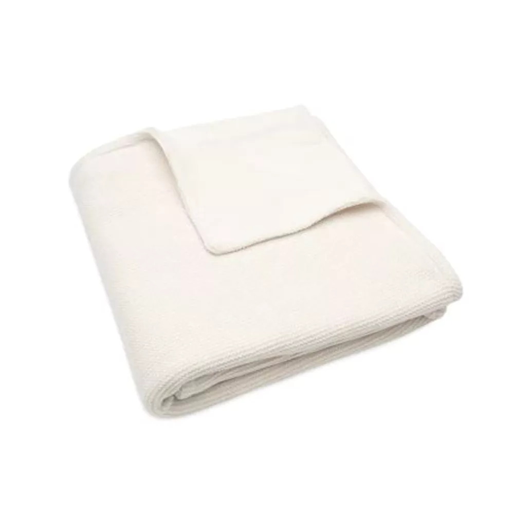 JOLLEIN Deken ledikant - 100x150cm - basic kni!t ivory/coral fleece