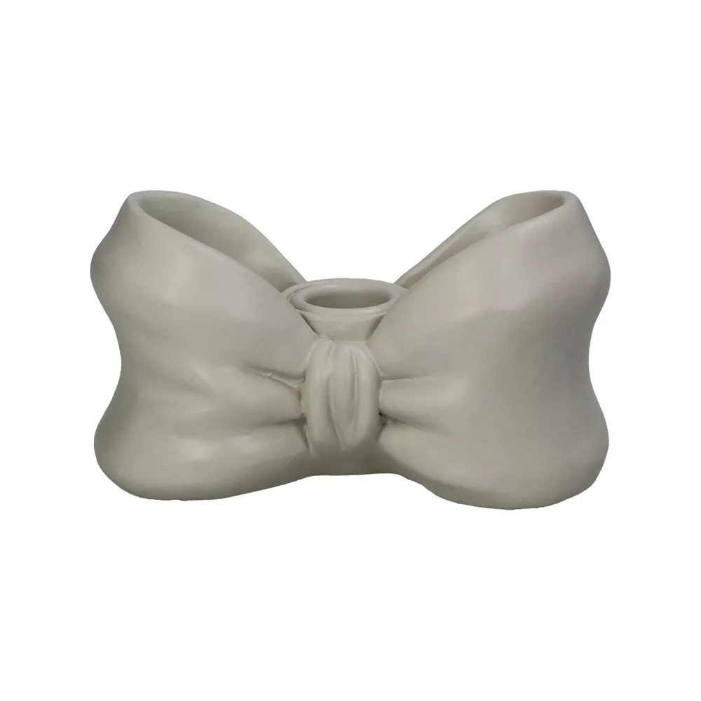 Kandelaar strik - 10,5x8,5x20,5cm - ivoor metaal