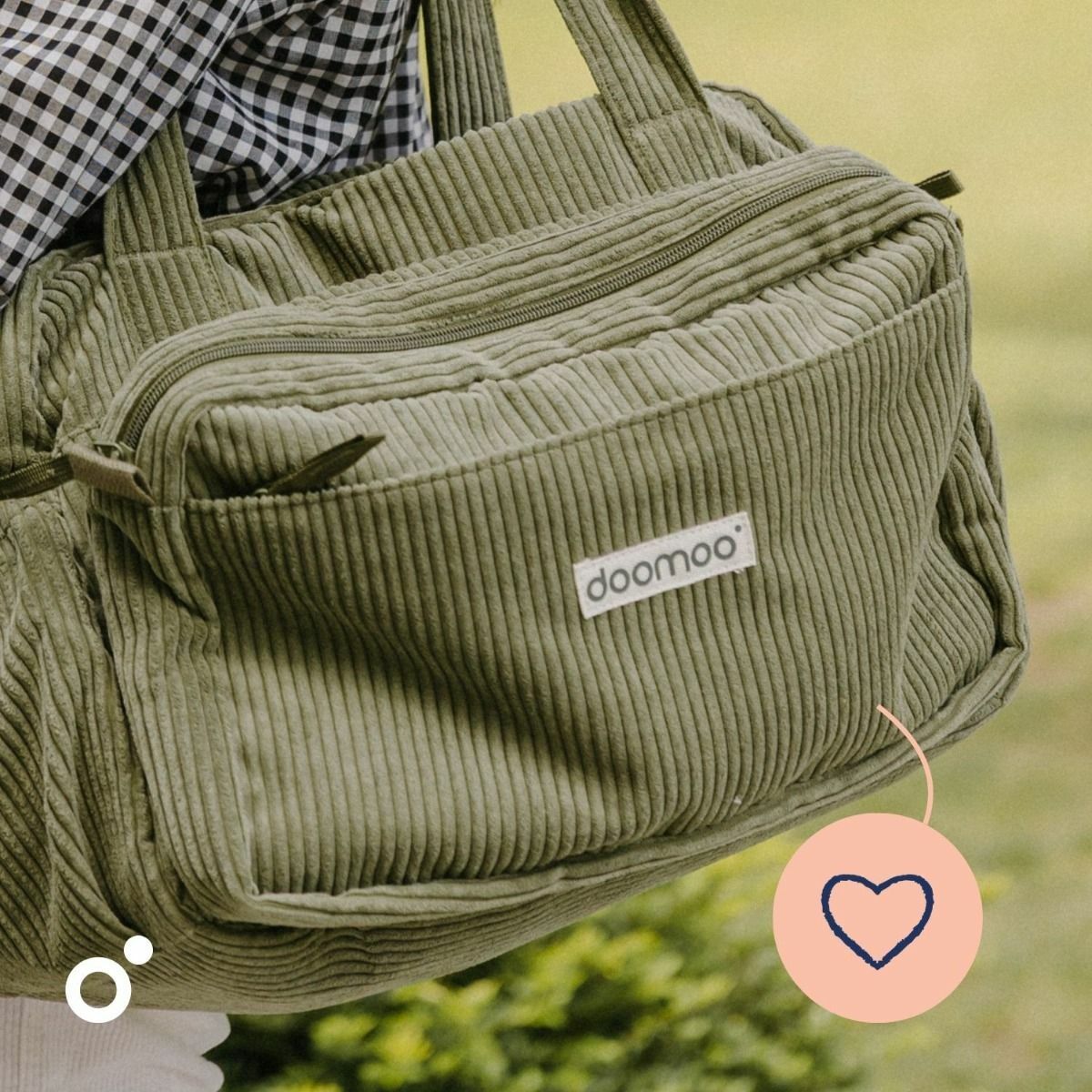 DOOMOO Verzorgingstas fluffy - corduroy kaki