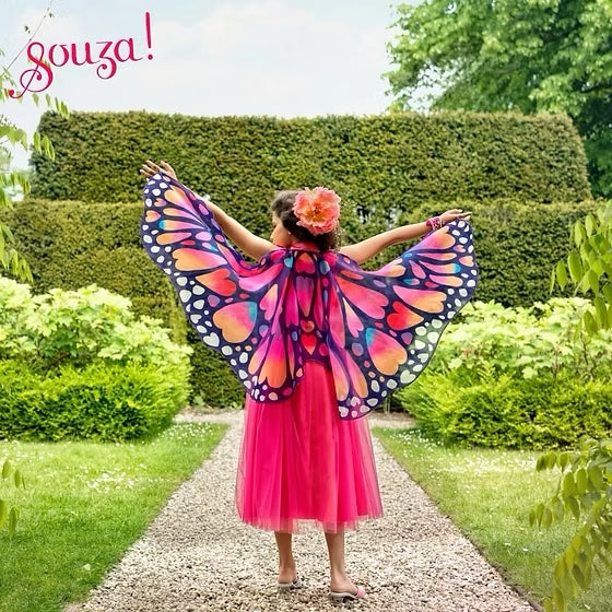 SOUZA Papillon verkleedset kleedje en vleugels - 110/122 (5/7jaar)