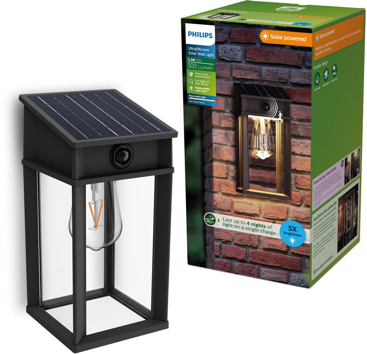 PHILIPS Geri Wandlamp Ultra-efficiënt solar - antraciet - vierkant - 3.2W - 2700K