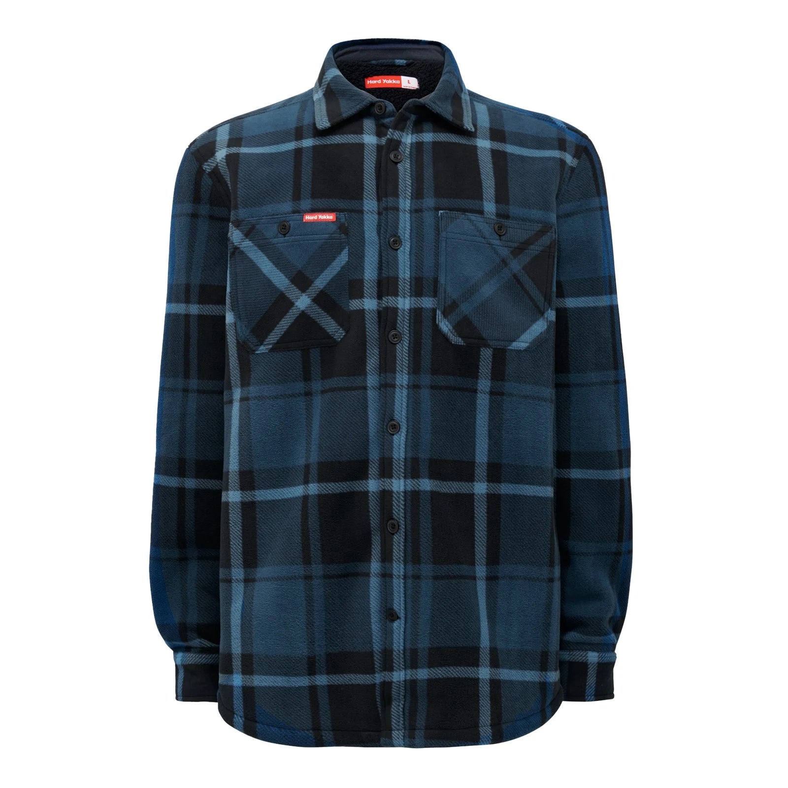 HARD YAKKA Sherpa hemd fleece - M - Blauw