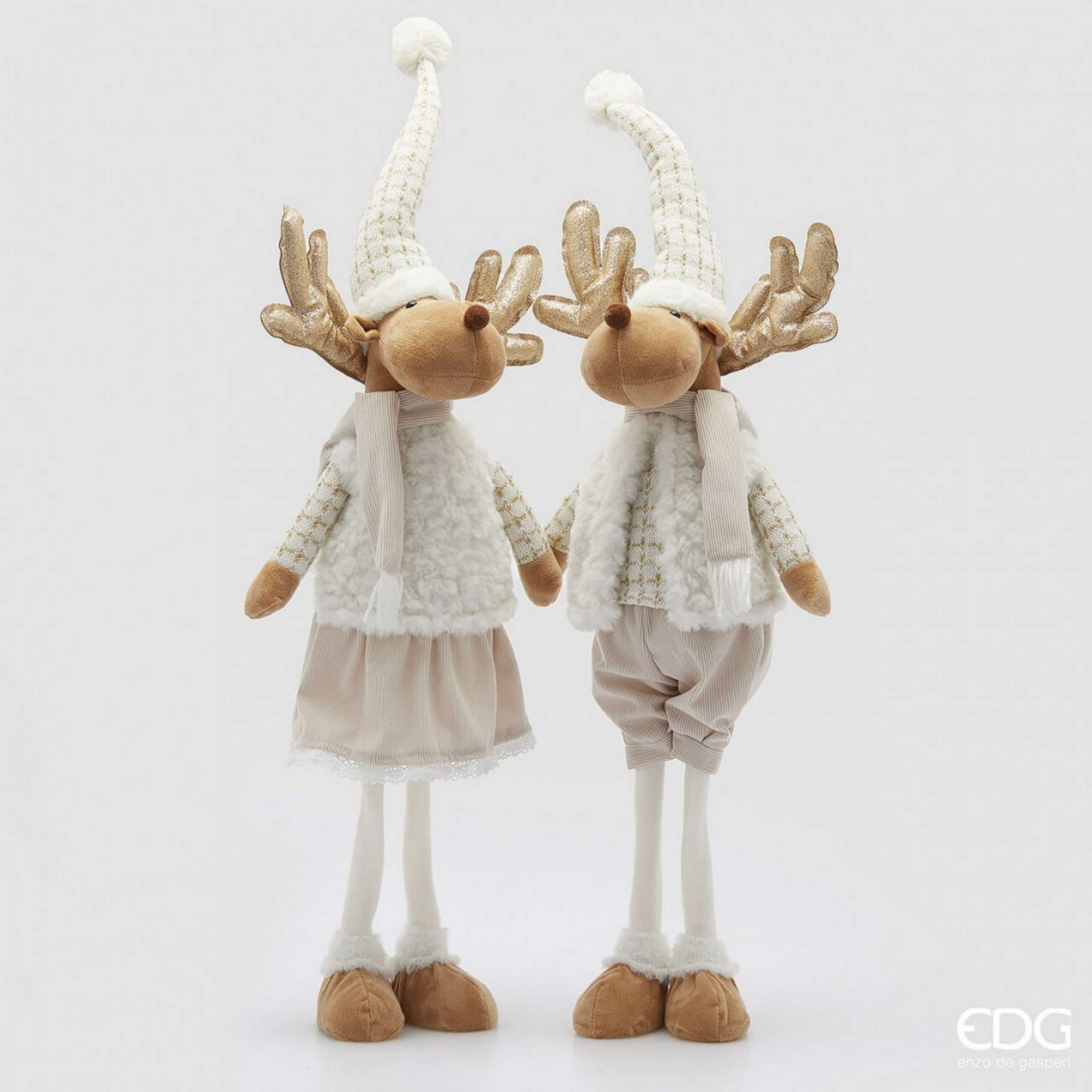 EDG Kerstdeco rendier 80cm - wit/ bruin ass.  (prijs per stuk)