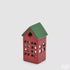 EDG Deco huisje theelichthouder - 14x6,5x6,5cm - rood/ groen