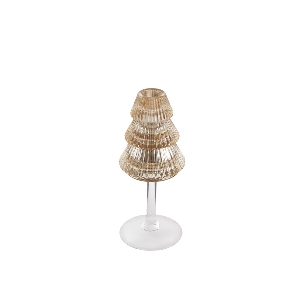 EDG Pino theelichthouder - 19x8cm - amber