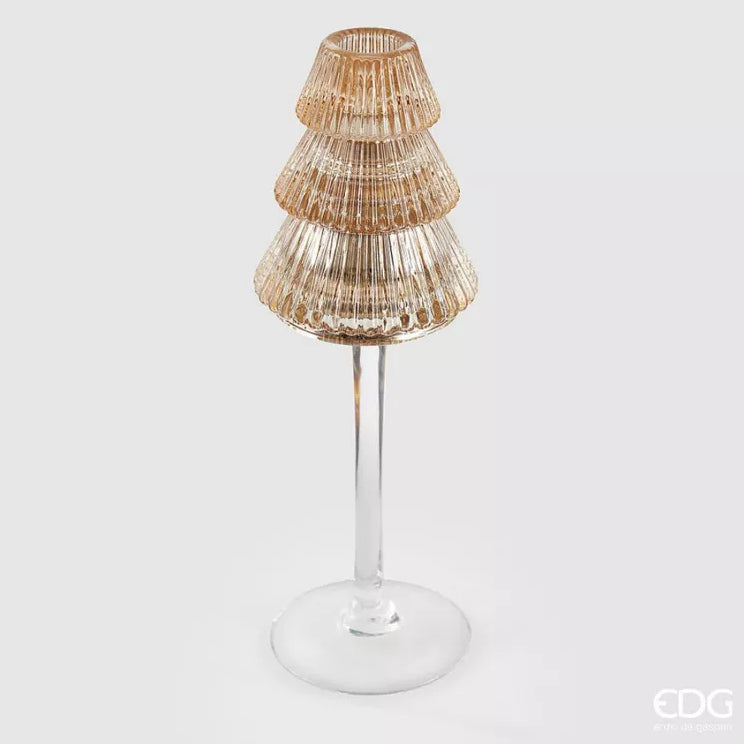 EDG Pino theelichthouder - 25x8cm - amber