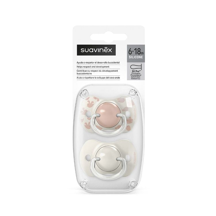SUAVINEX Birdies fopspeen 2st. - roze - 6/18m