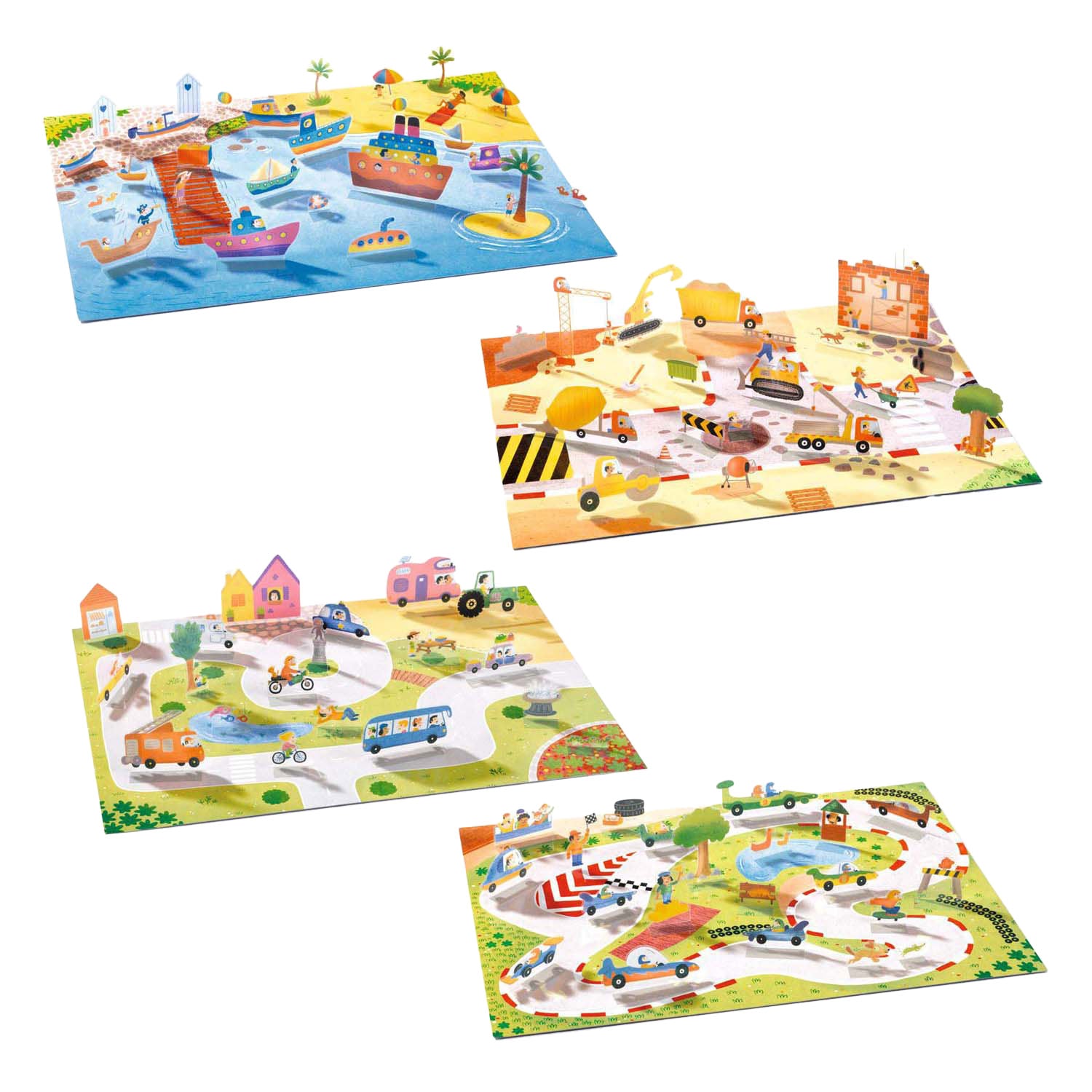 DJECO Knutselset herbruikbare 3D stickers - voertuigen