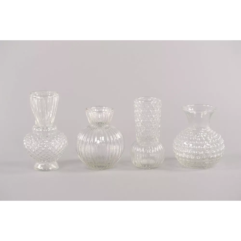 Charming Quartet - transparante glazen vaasje - dia 9 x H13cm