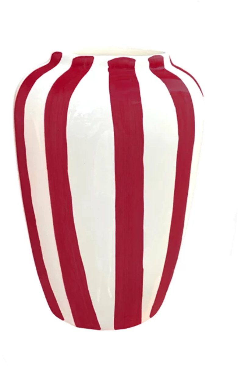 VAL Funky flower vaas medium - bordeaux stripes