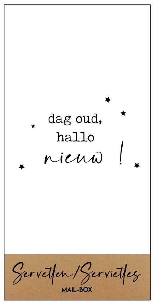 Servetten 10x20cm 15st.- Dag oud, hallo nieuw!