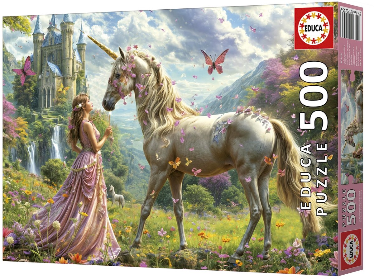 EDUCA Puzzel 500st.- Feeen, eenhoorns en vlinders