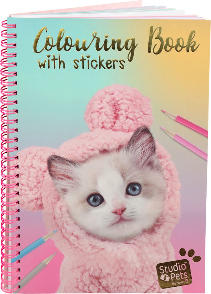 STUDIO PETS Kitten - Kleurboek A5 met20 kleurplaten en 8 stickervellen