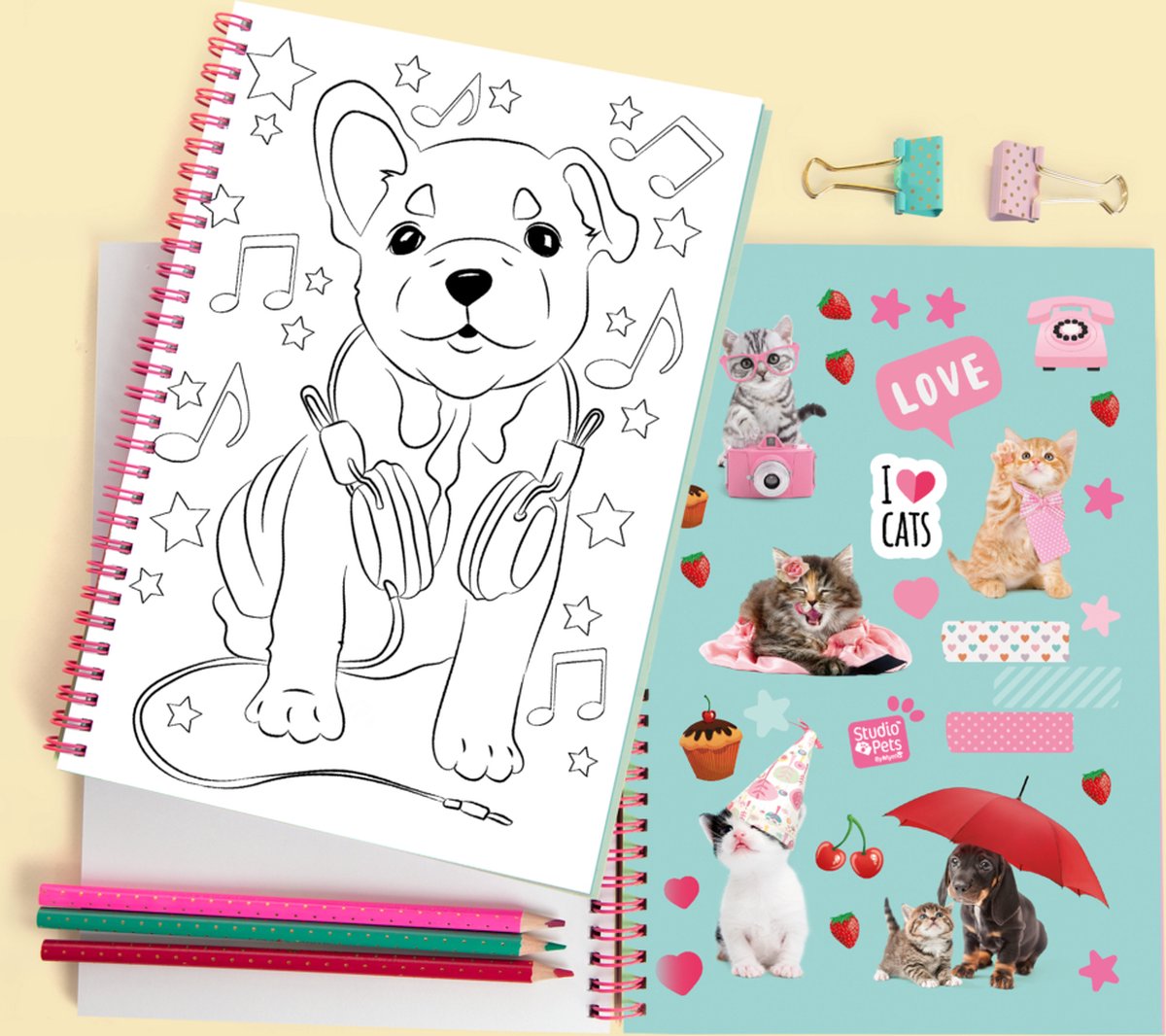 STUDIO PETS Puppy - Kleurboek A5 met20 kleurplaten en 8 stickervellen