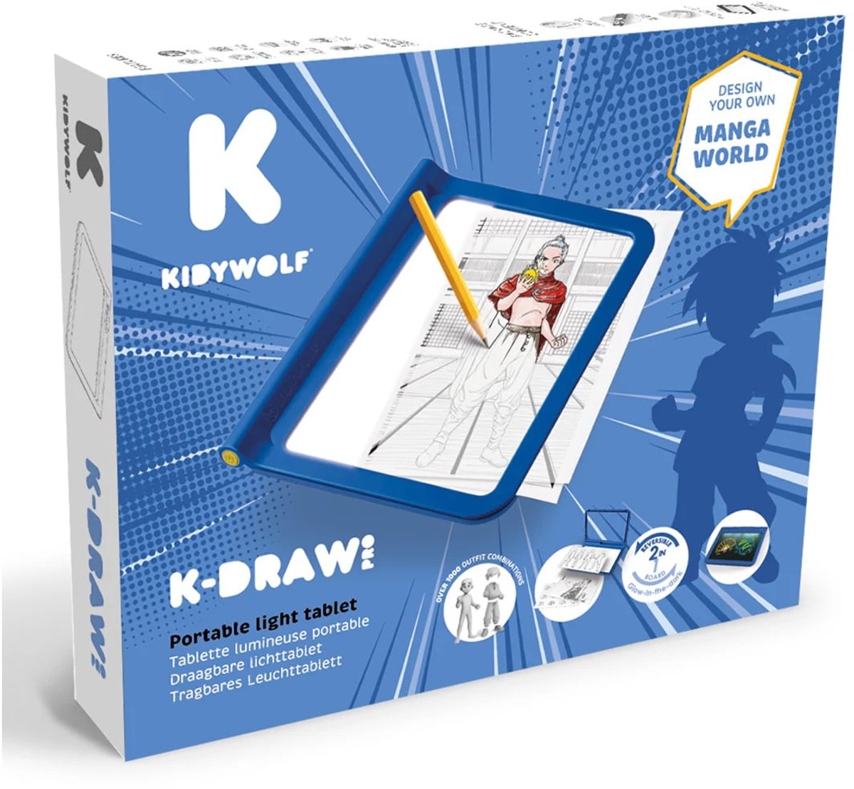 KIDYWOLF Kidy draw pro tekenbord verlicht-  blauw
