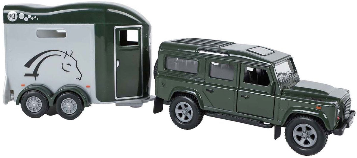 KIDS GLOBE Land Rover met Cheval Liberte paardentrailer - 26cm
