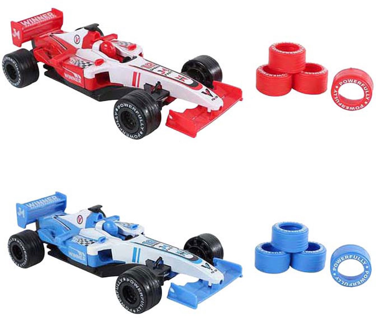 2PLAY Formula race auto met extra banden - 17cm ass.  (prijs per stuk)