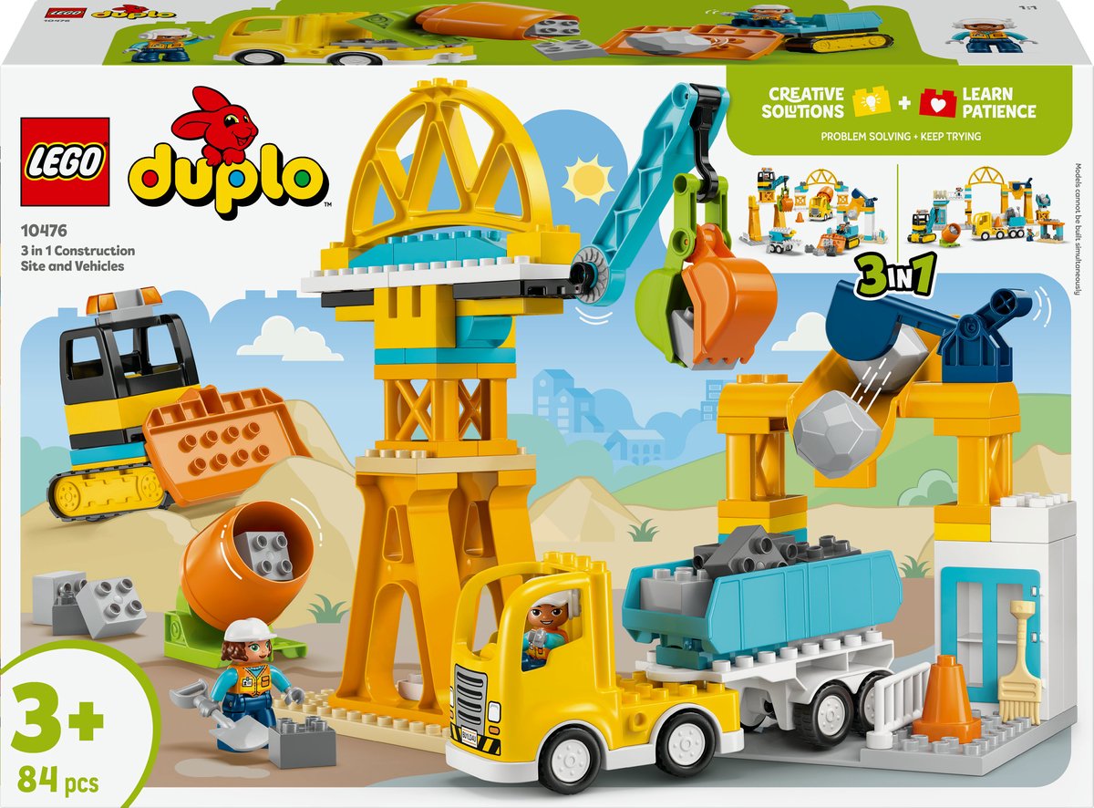 LEGO Duplo 10476 - 3-in-1 bouwplaats en voertuigen