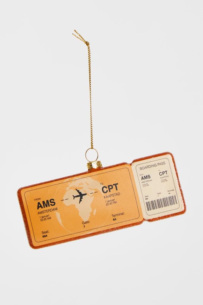 YUP IN DE BOOM Kersthanger - Boardingpass Amsterdam/ Ibiza