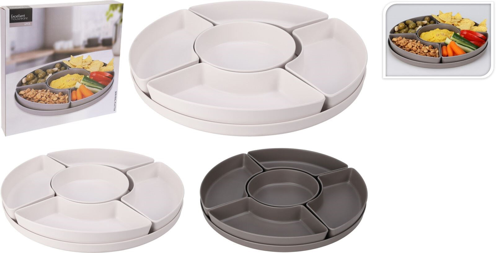 Serveerschaal in melamine - ass.  (prijs per stuk)