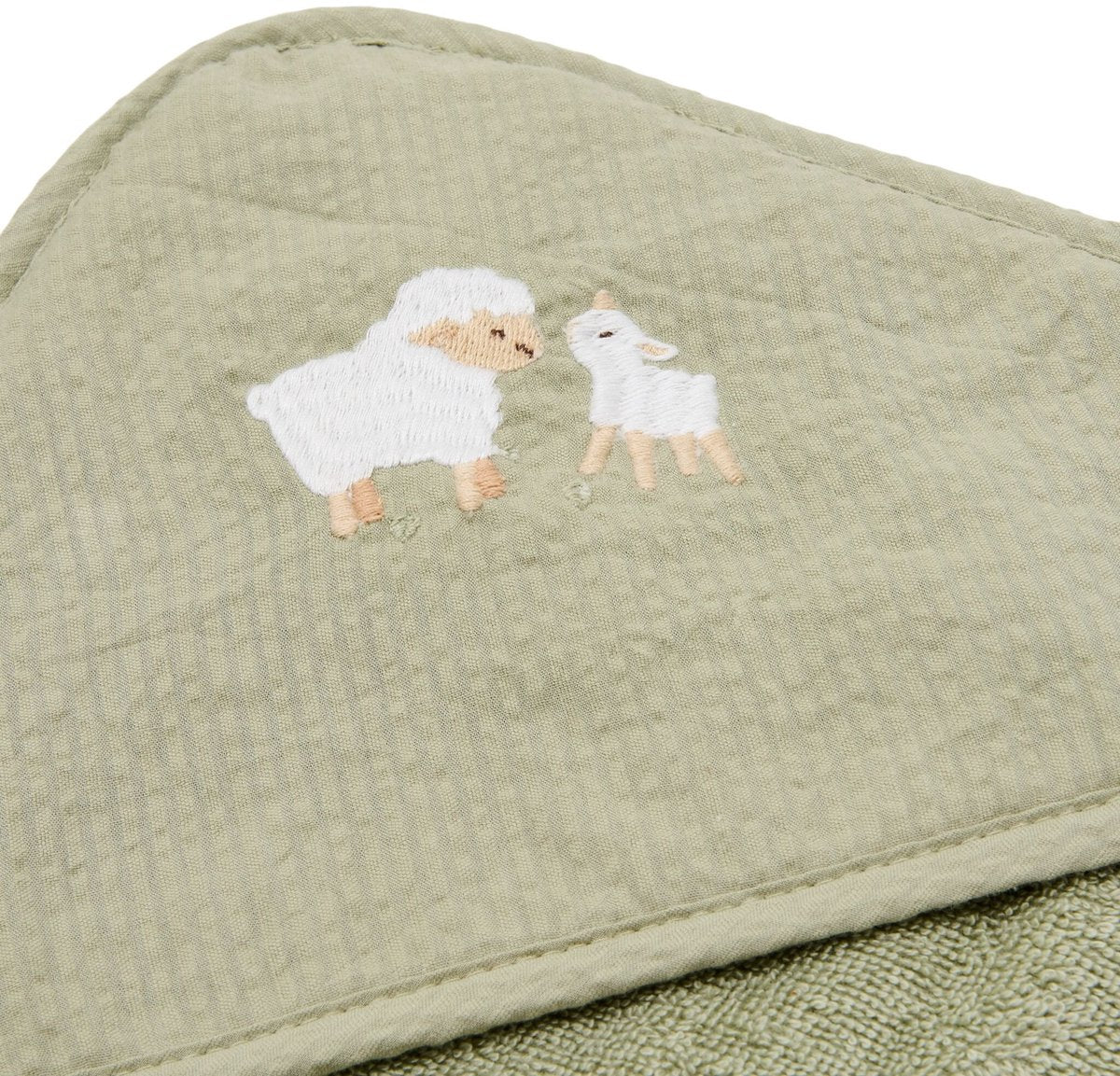 LITTLE DUTCH Badcape 100x100cm - Little Farm - groen
