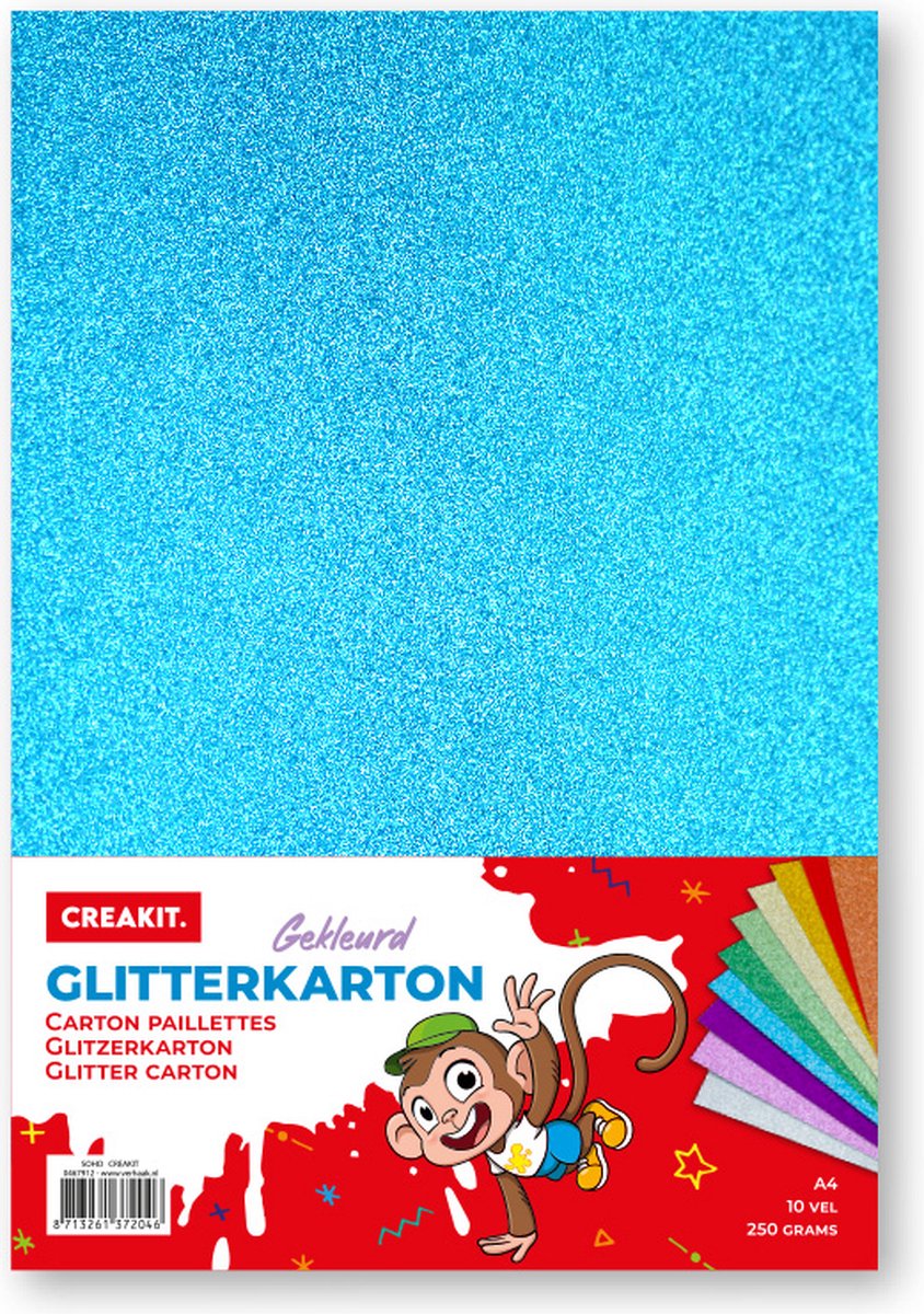 CREATKIT Glitterkarton A4 mix - 10vellen 250g