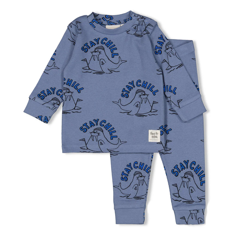 FEETJE Willy Walrus pyjama - blauw - 122