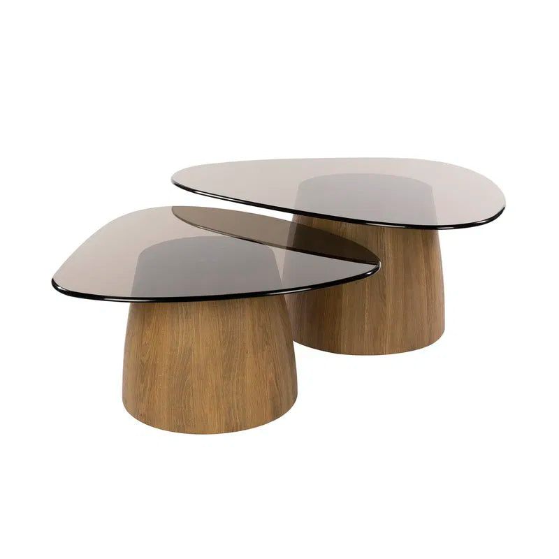 Tinto salontafel driehoekig set van 2 - brons glas