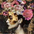 Glasschilderij vrouw met goud & bloemen - 80x80cm