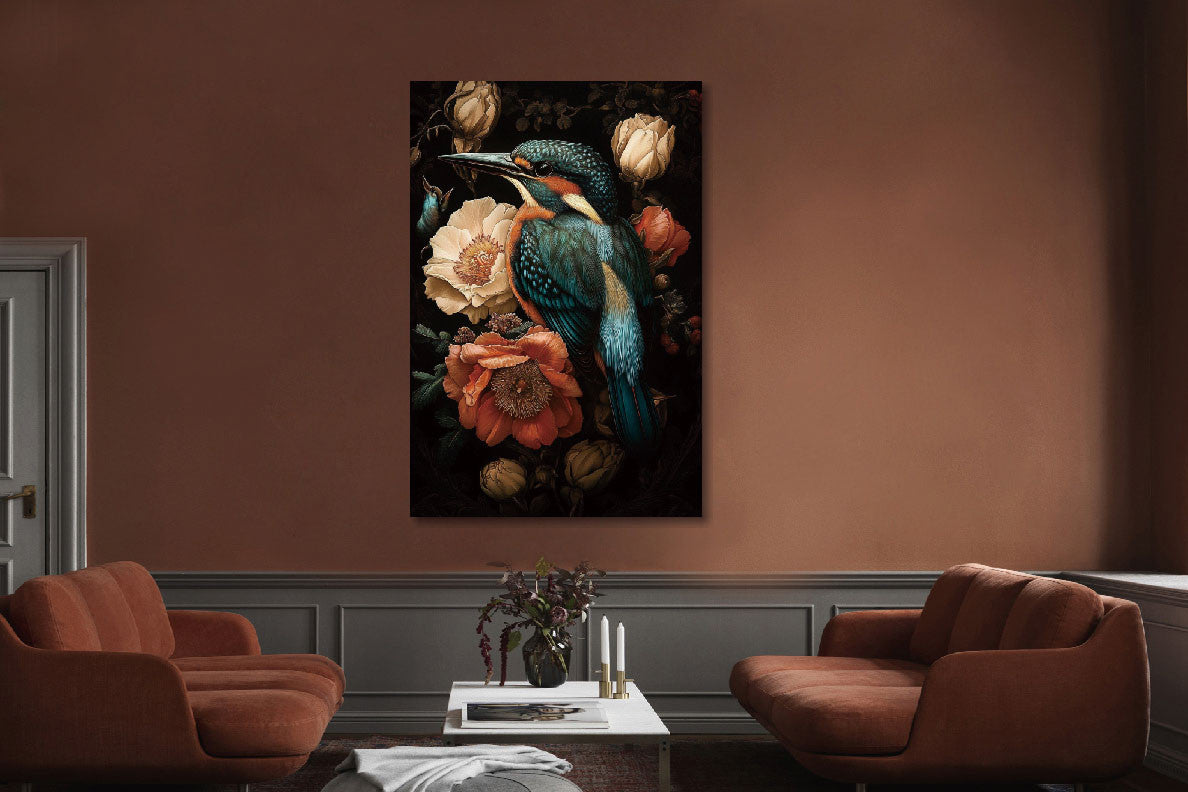 Glasschilderij ijsvogel - 80x120cm