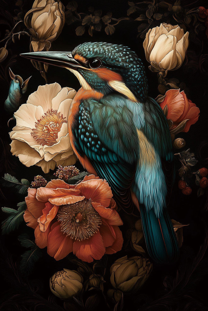 Glasschilderij ijsvogel - 80x120cm