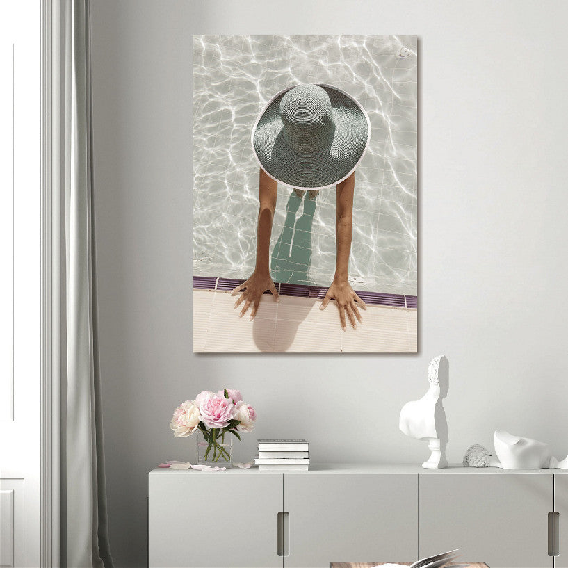 Glasschilderij in het zwembad - 80x120cm - met 3D reliëf