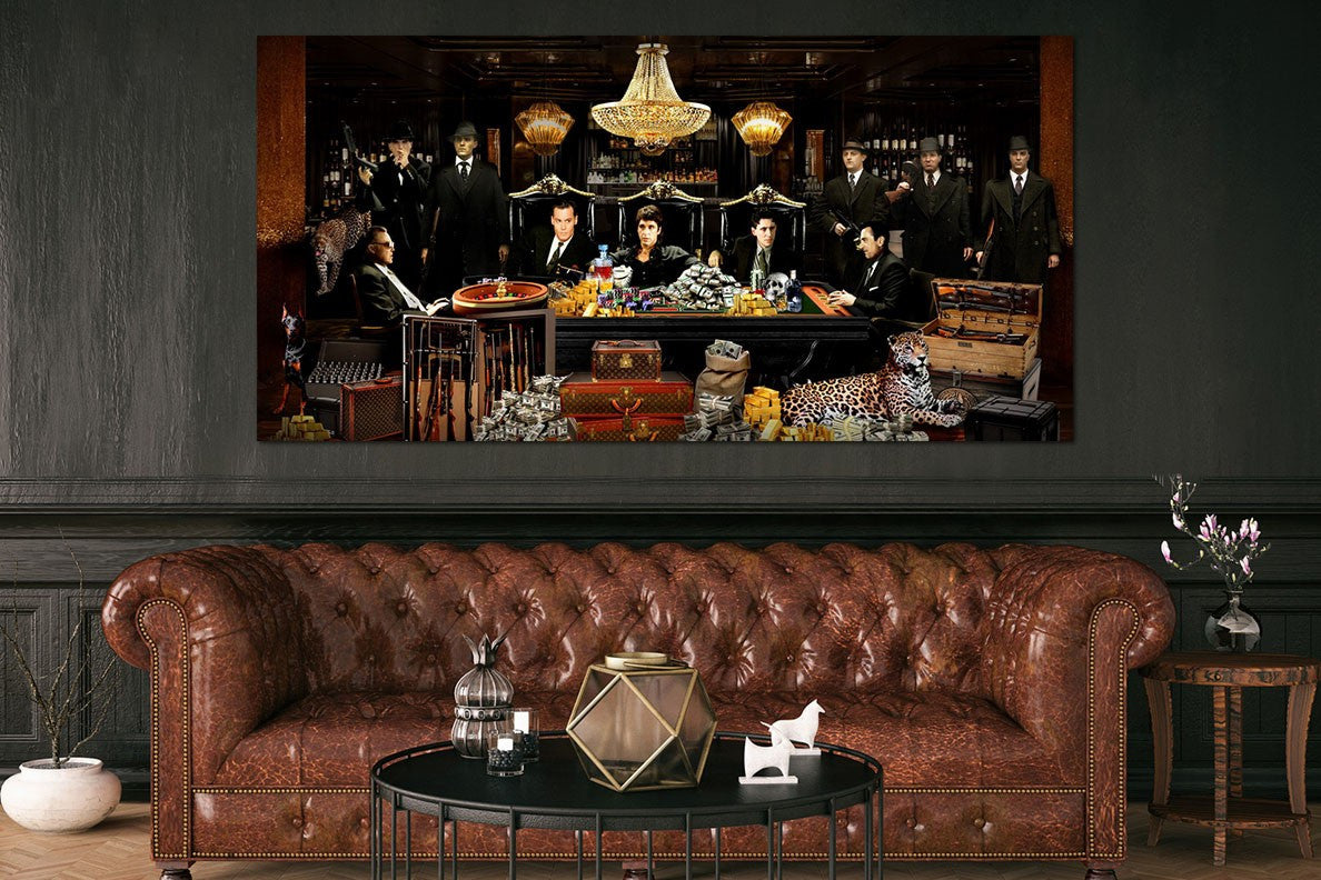 Glasschilderij maffia gekleurd - 160x80cm