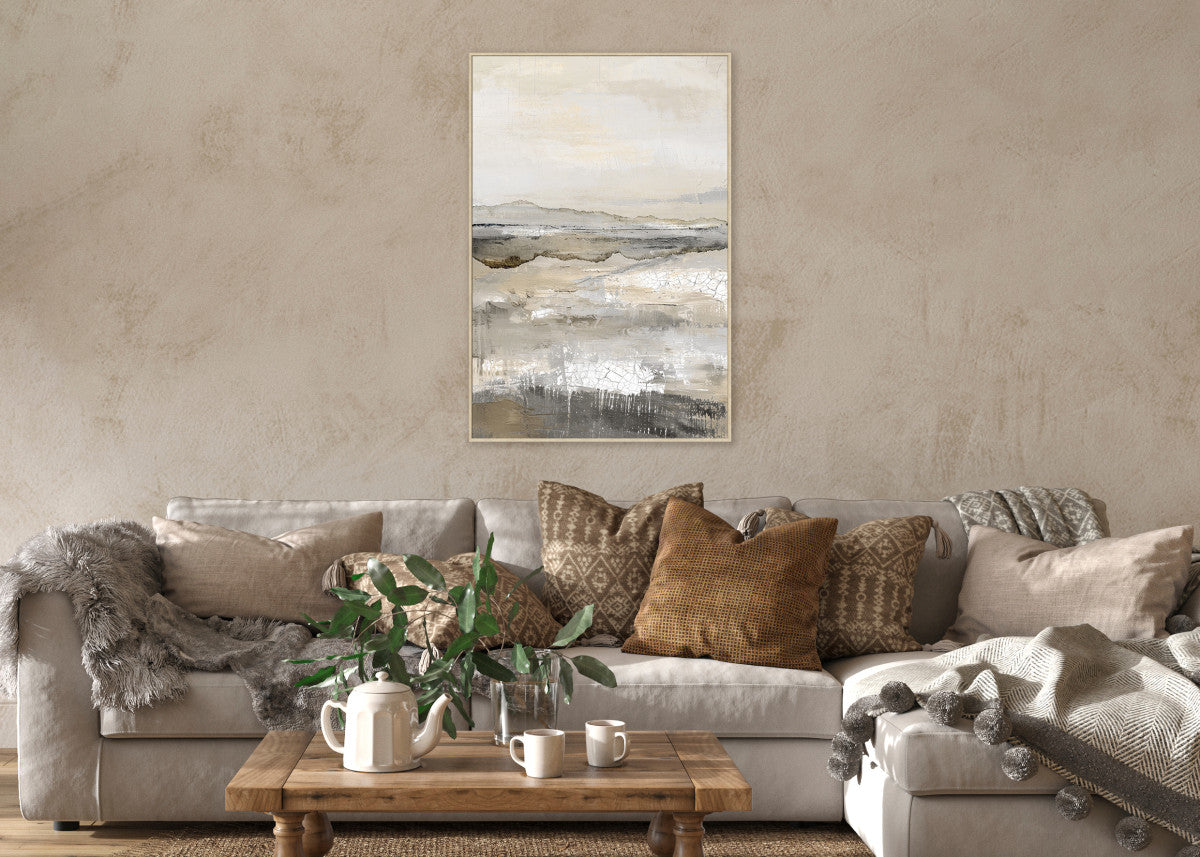 Canvas handgeschilderd Bergmeer - 80x120cm - incl. lijst