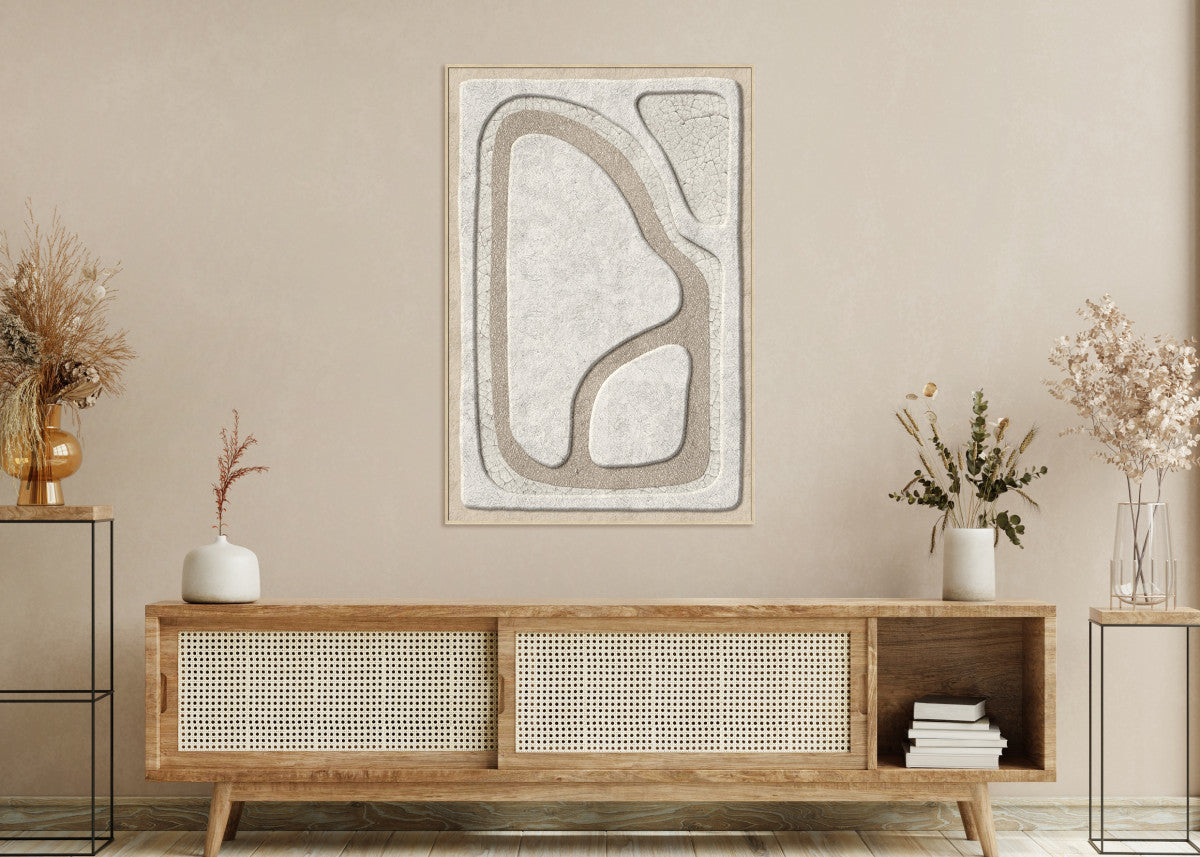 Canvas handgeschilderd Wit 3D - 80x120cm - incl. lijst