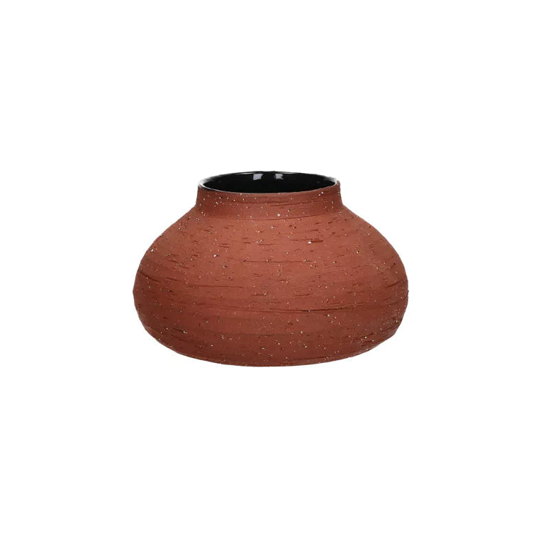 POMAX Batu vaas terracotta - dia 21x H 11,5cm - bruin
