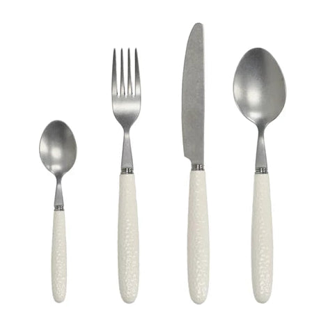 POMAX Cezanne bestek 16dlg - roestvrij staal / porcelain - gebroken wit