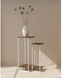 Martinique set 2 plantentafels - 42x42x110cm/ 32x32x90cm - frame metaal beige/ mangohout brown