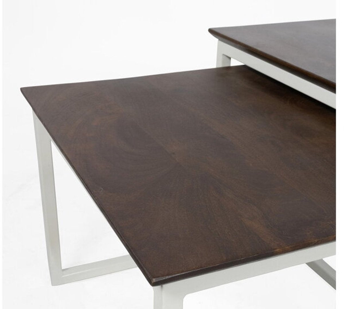Jamaica set 2 salontafels - 60x60x40cm/ 50x50x34cm - frame metaal beige/ mangohout brown