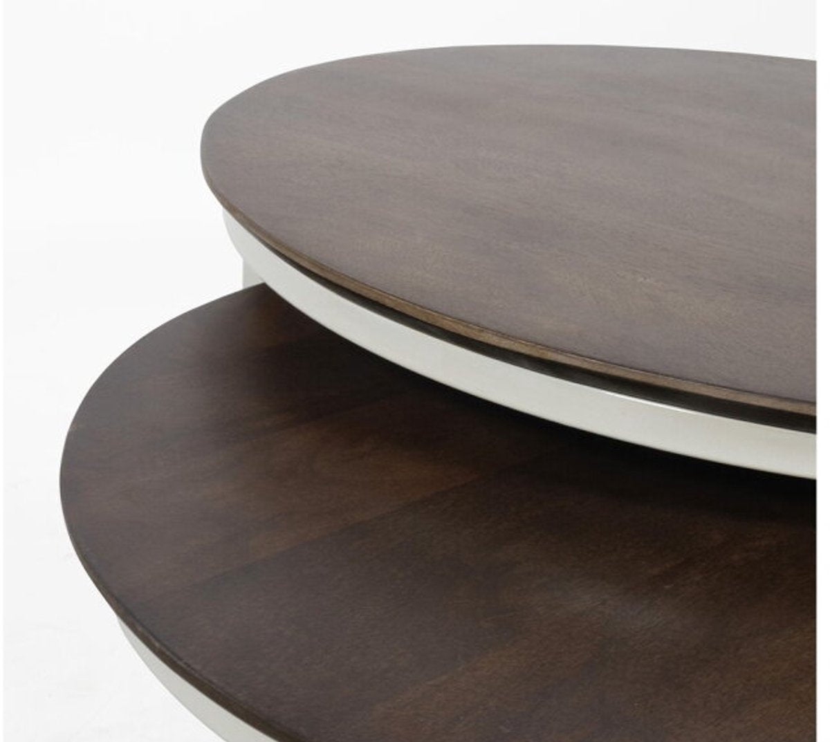 Barbados set 2 salontafels rond - 65x65x42cm/ 50x50x35cm - frame metaal beige/ mangohout brown