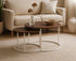 Barbados set 2 salontafels rond - 65x65x42cm/ 50x50x35cm - frame metaal beige/ mangohout brown