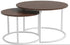 Barbados set 2 salontafels rond - 65x65x42cm/ 50x50x35cm - frame metaal beige/ mangohout brown