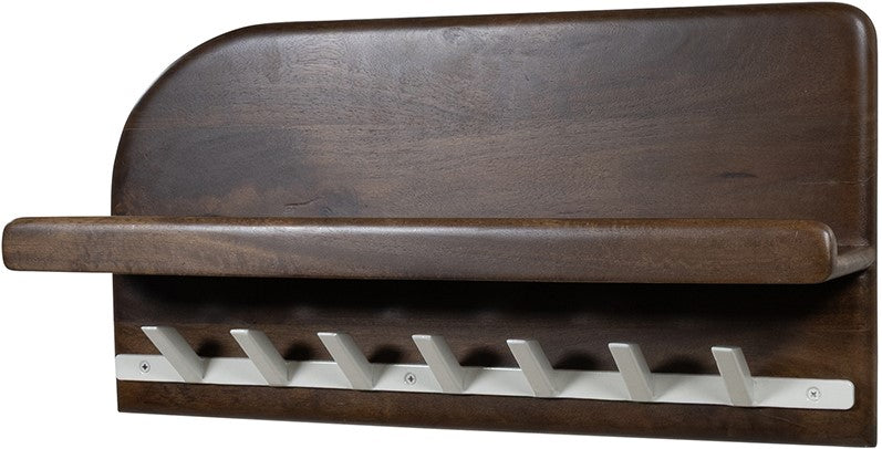 Bonaire kapstok met plankje en 7 haken 60cm - mangohout brown