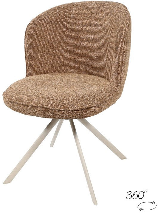 Kate eetkamer stoel met draaipoot 360 - offwhite poot/ autumn