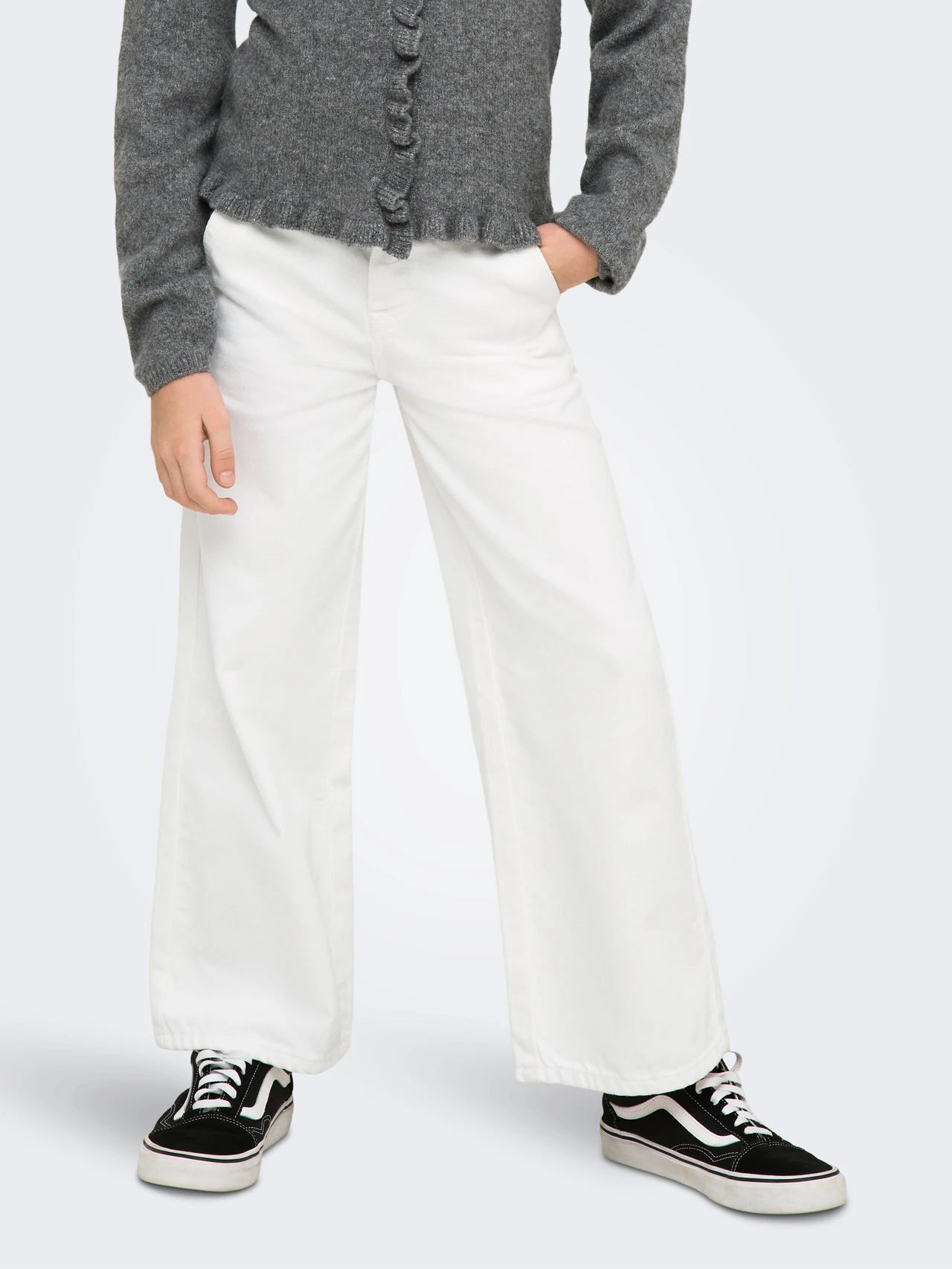 ONLY Girls KOGCOMET jeansbroek wijd - white - 164