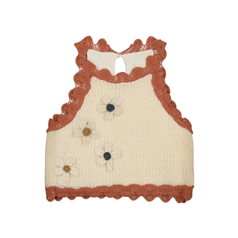 MAYORAL G floral knit top - bone - 14