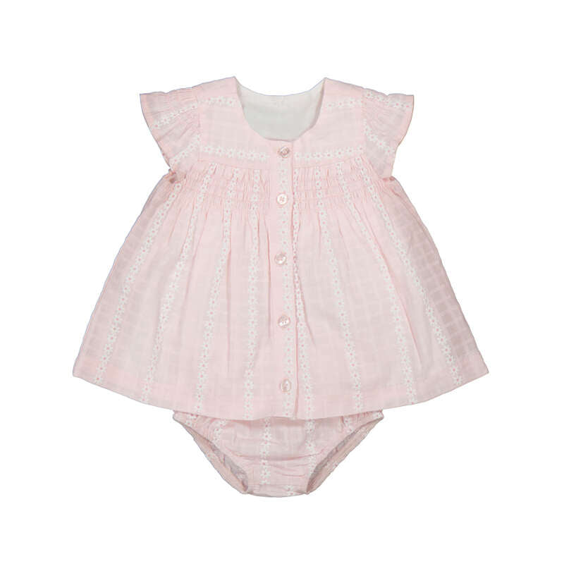 MAYORAL LAYETTE G chiffon kleedje - baby rose - 6/9
