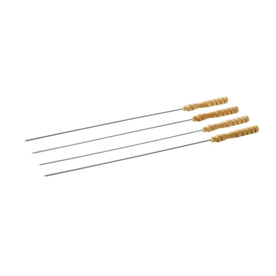 BARBECOOK Set v/4 spiezen 43cm - chroom/hout