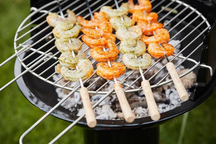 BARBECOOK Set v/4 spiezen 43cm - chroom/hout